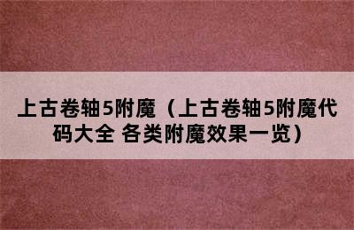 上古卷轴5附魔（上古卷轴5附魔代码大全 各类附魔效果一览）